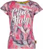 Vingino T-shirt Hilla met all over print neon roze/paars online kopen
