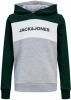 JACK & JONES JUNIOR hoodie JJELOGO met logo donkergroen/donkerblauw online kopen