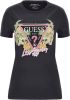 Guess T shirts Short Sleeve Crewneck Triangle Flowers Tee Zwart online kopen