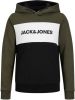JACK & JONES JUNIOR hoodie JJELOGO met logo donkergroen/donkerblauw online kopen