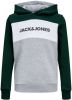 JACK & JONES JUNIOR hoodie JJELOGO met logo donkergroen/donkerblauw online kopen