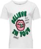 Only Alleen Koglucy Fit S/S Sparkle Top Box Jrs Bright White/Believe Lush Mead | Freewear humor , Wit, Dames online kopen
