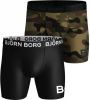 Björn Borg boxershort Perfomance set van 2 zwart/army groen online kopen