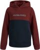 JACK & JONES JUNIOR hoodie JJEURBAN met logo donkerrood/donkerblauw online kopen