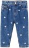 Mango Kids mom jeans met all over print en borduursels blauw online kopen